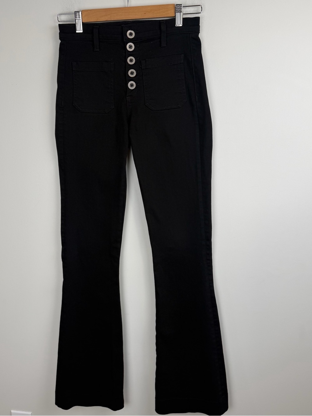 Ramy Brook Women’s Black Denim Front Pockets Cotton Blend Bootcut Pants Size 26